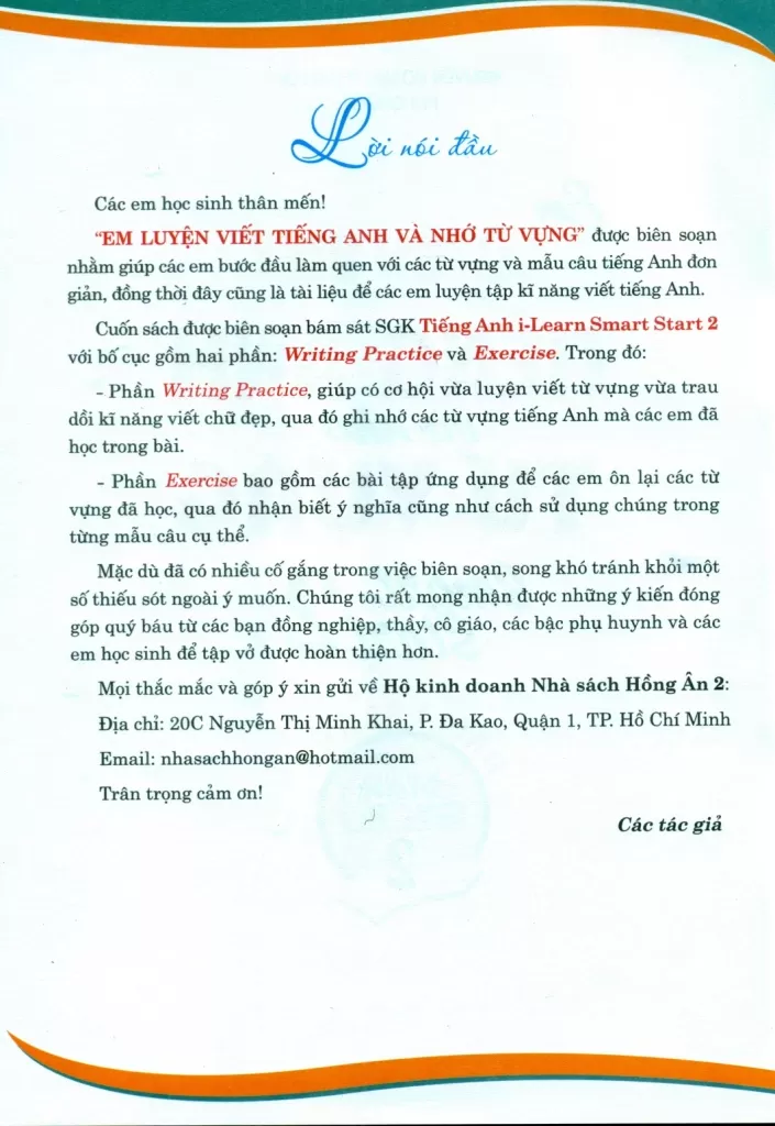 EM LUYỆN VIẾT TIẾNG ANH VÀ NHỚ TỪ VỰNG SMART START LỚP 2 (Bám sát SGK i-learn Smart Start)